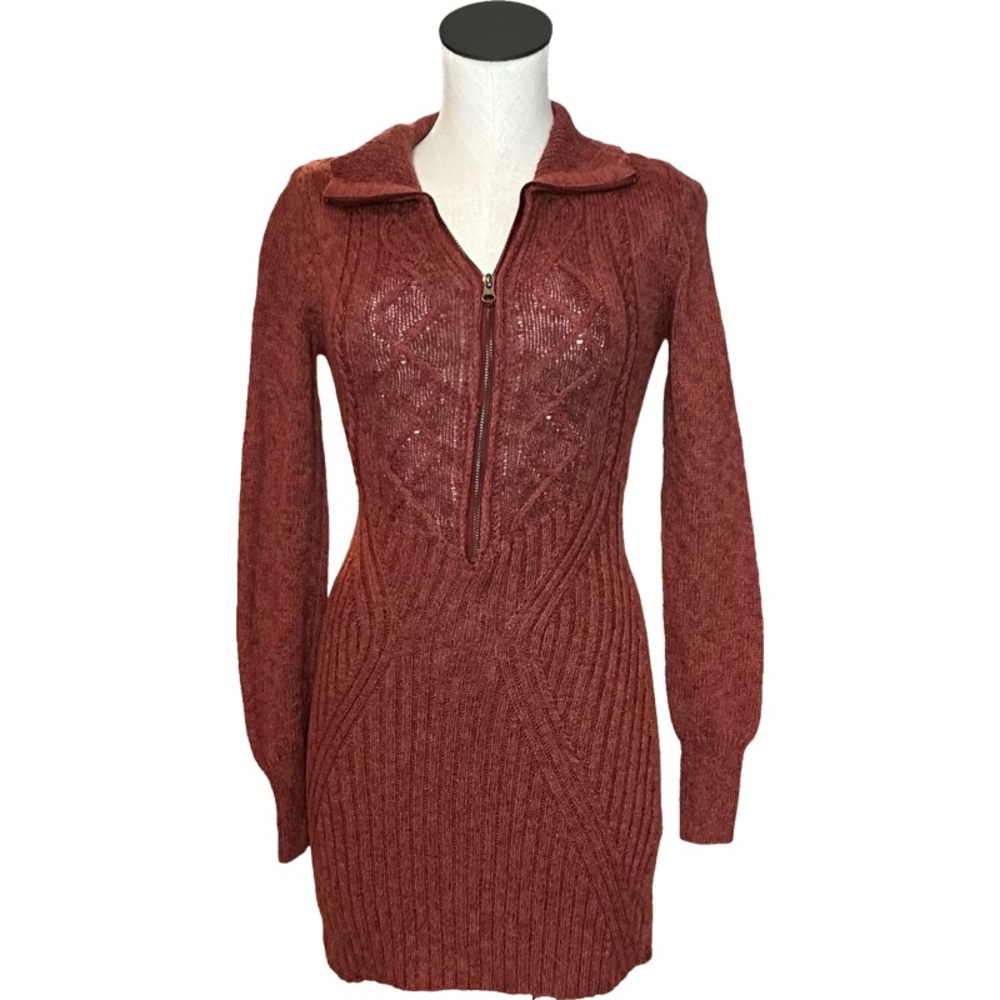 Free People Mont Blanc Rust Sweater Mini Dress, size XS - Picture 5 of 11